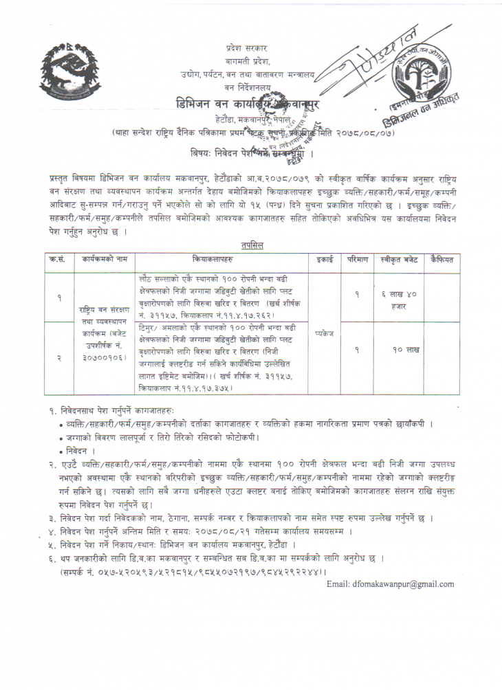 Notice of D. Forest O. Makawanpur